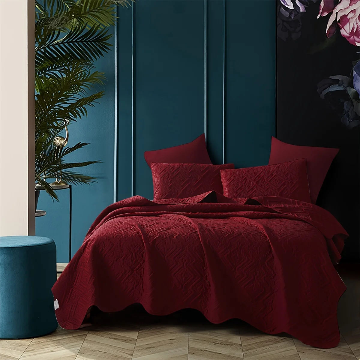 3pcs/Set Striped Rhombus Pattern Solid Color Bedspread Set (1 X Bedspread And 2 X Pillowcases Without Filler), Soft Breathable And Comfortable Bedding for Bedroom Dorm Room