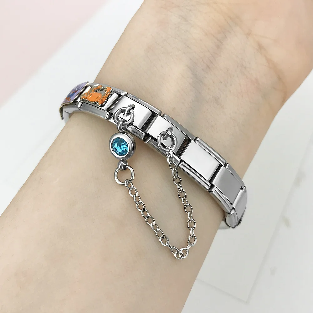 12 Farben Runde CZ Geburtsstein-Kettenglieder Italienischer Charm Passend für 9mm Edelstahl-Armbänder Damen Herren Schmuck DIY Perlen – Detail 11