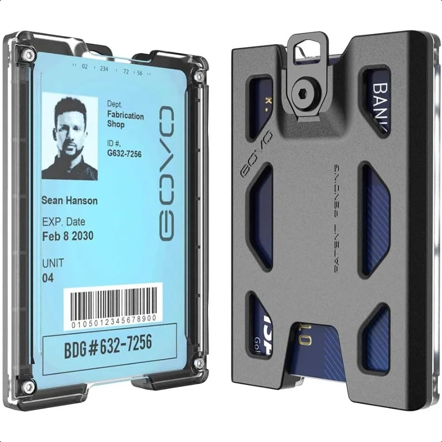 

T4 Badge Holder NoClip Version Durable Polycarbonate ID Card Holder Holds 1 to 4 Cards Black