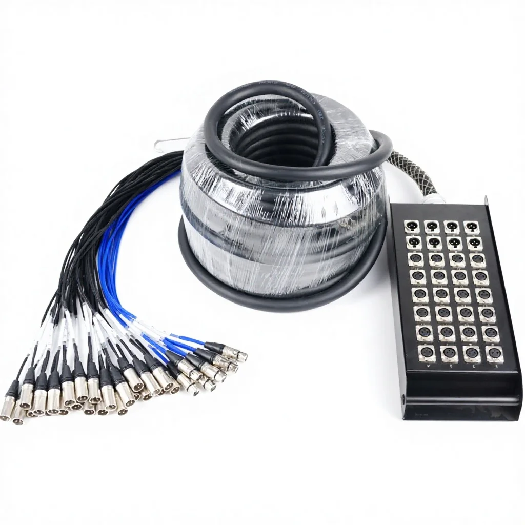 Cable de señal de cobre desnudo multiconductor de 32 hilos, caja de audio móvil de 32 canales para escenario, caja/tambor enrollador DJ03