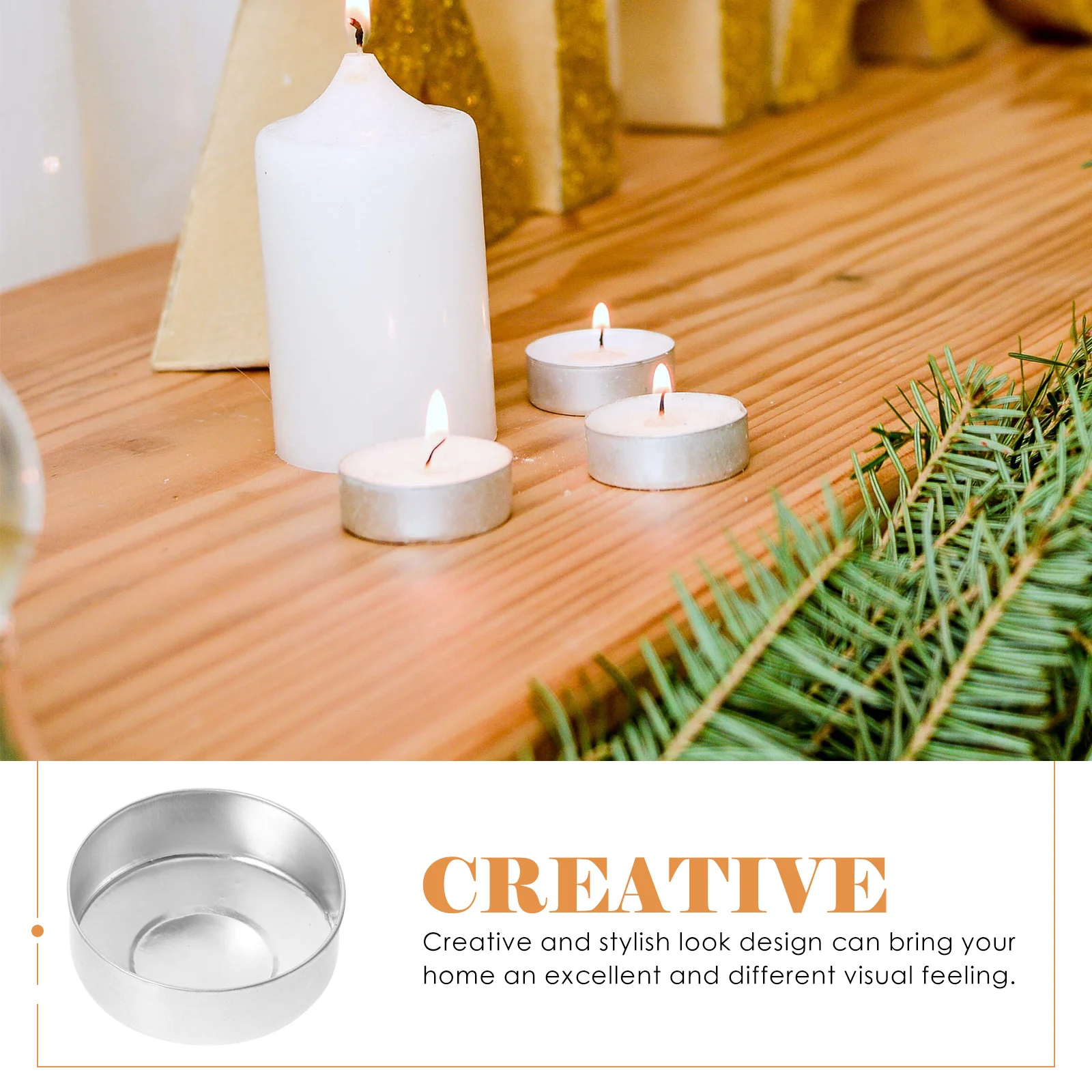 

100Pcs Aluminum Cups Decorative Holders Reusable for Dining Table Home Candlestick Holder Cups