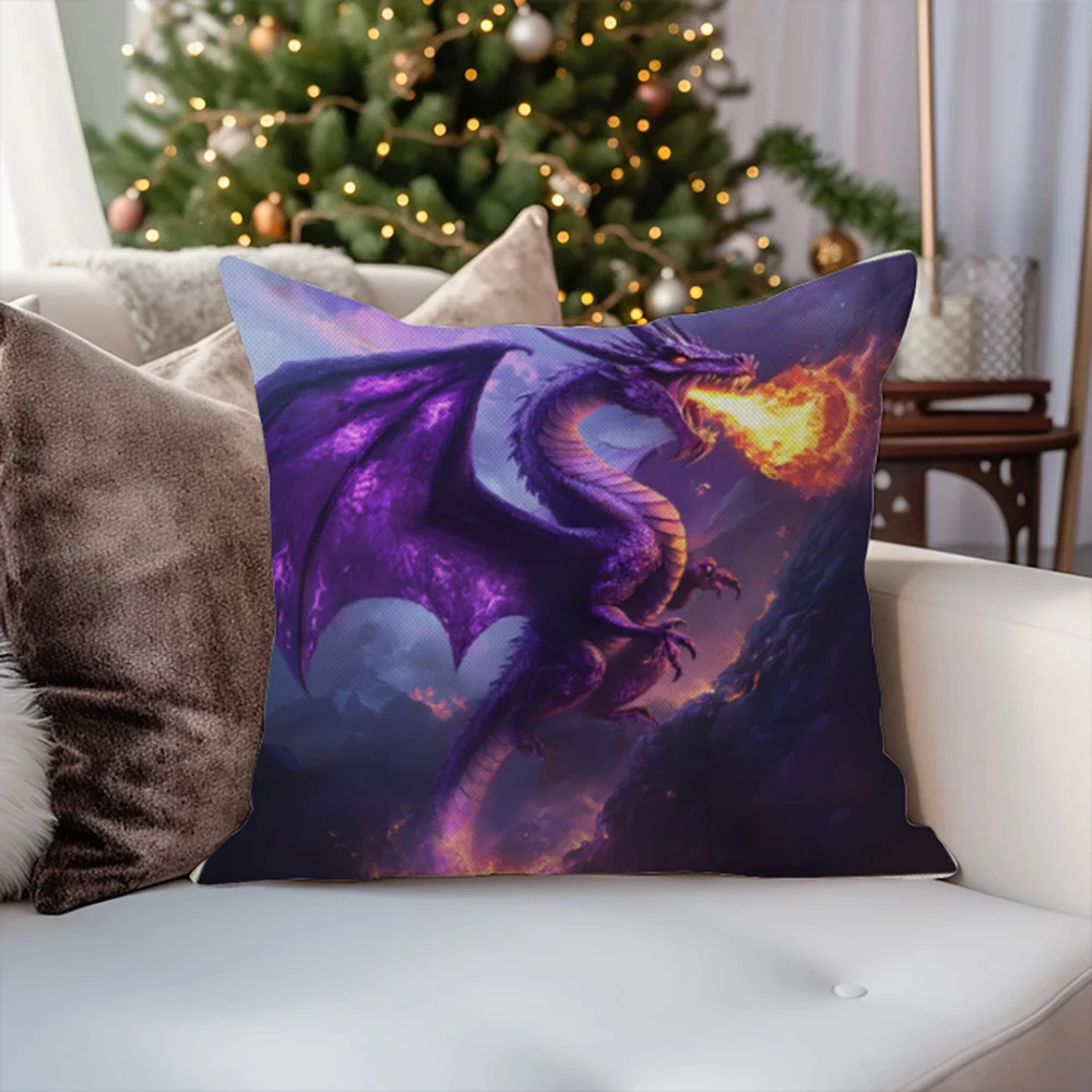 Juego  4 Fundas  Almohada con Estampados  Dragón, Hechas  Poliéster, Estilo Morno, Colores Mixtos, Fundas  Cojín con