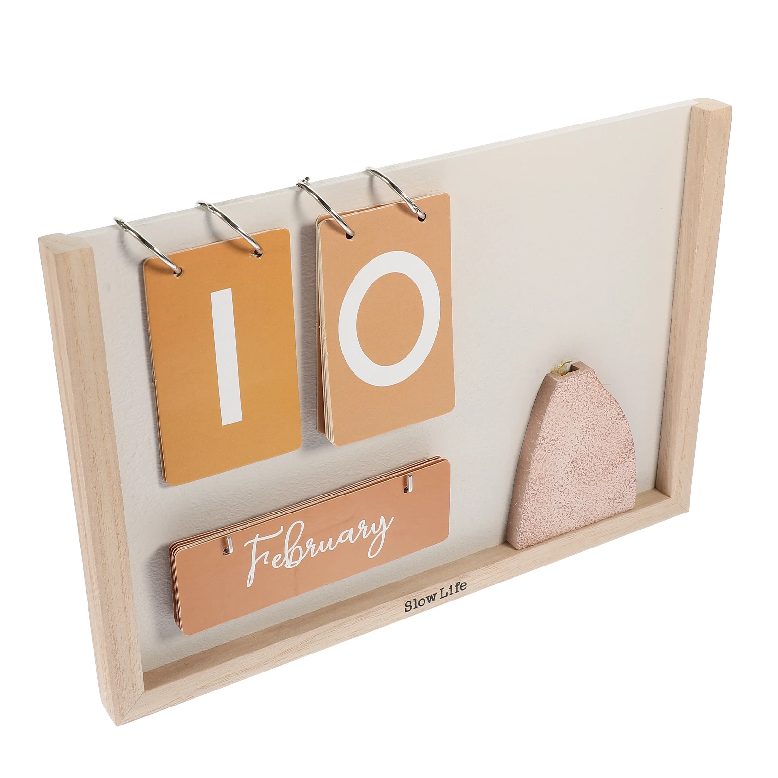 

Dried Flowers Wooden Desk Calendar Office Retro Decor Flip for Rustic Vintage Ornament