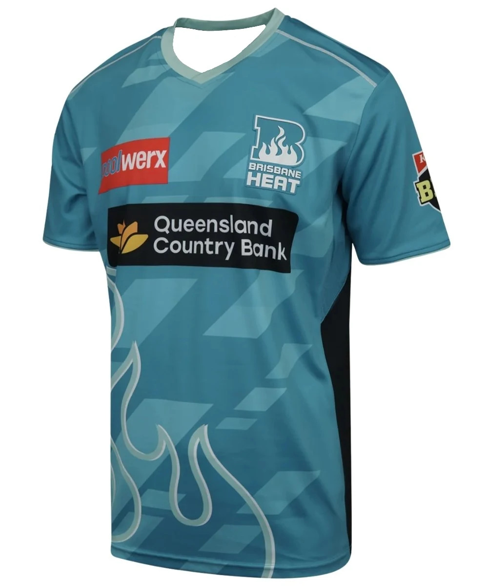 2026 New Brisbane Heat Cricket Team Jersey Mens Quick Dry Breathable Short Sleeve Shirt Sports Uniform for Training Matches