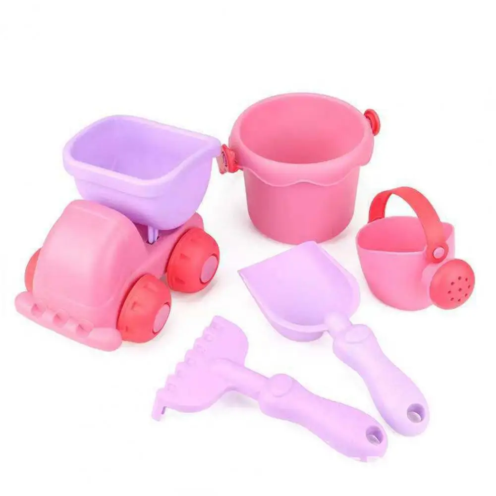 Attract Attention 5Pcs/Set Funny Beach Toys with Bucket Vivid Color Sand Toys Rake   Gift