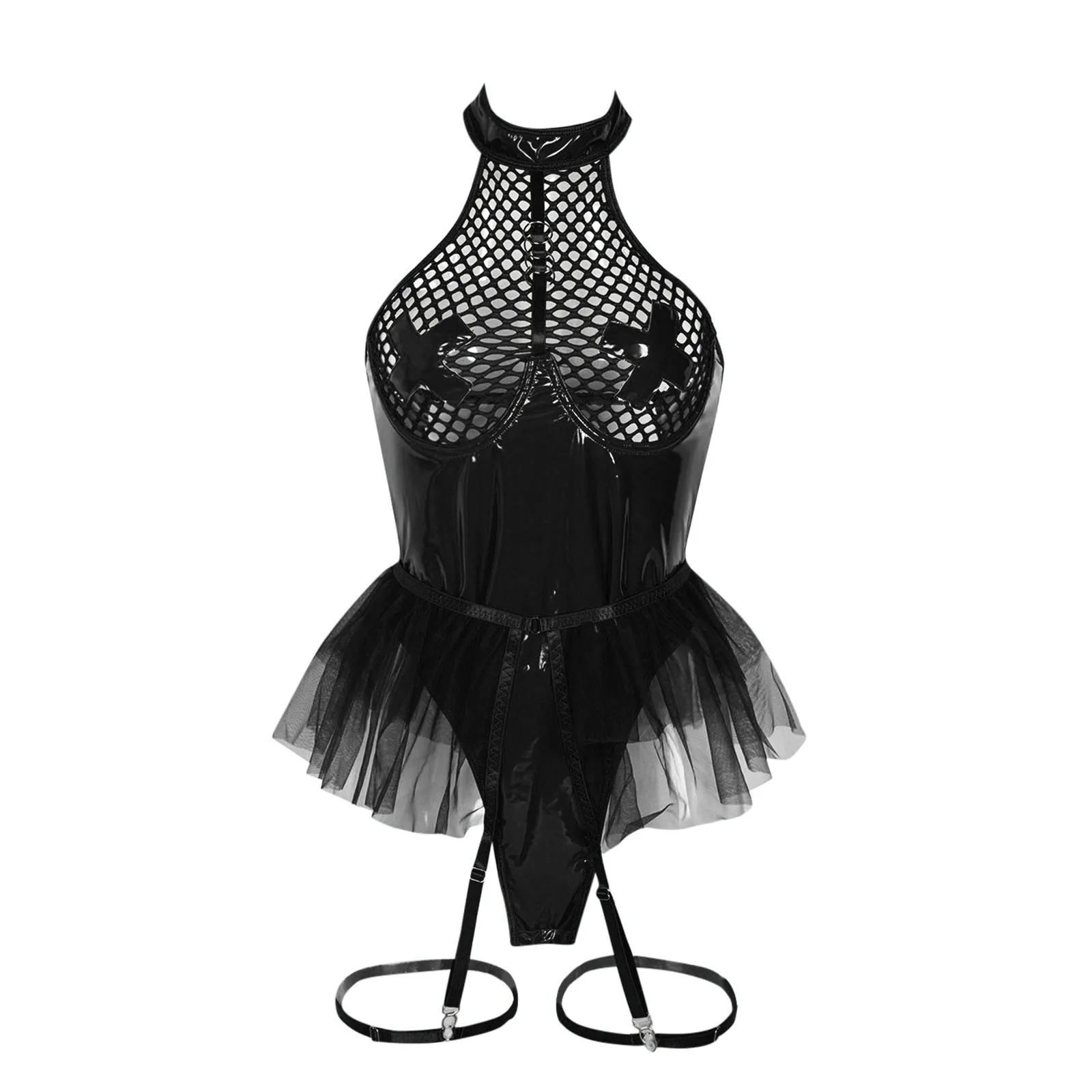 الملابس الداخلية المثيرة للنساء أزياء مثيرة الدانتيل يصل الجلود عبودية عارية الذراعين تيدي سيدة ارتداءها اللاتكس النساء الملابس الداخلية الإباحية