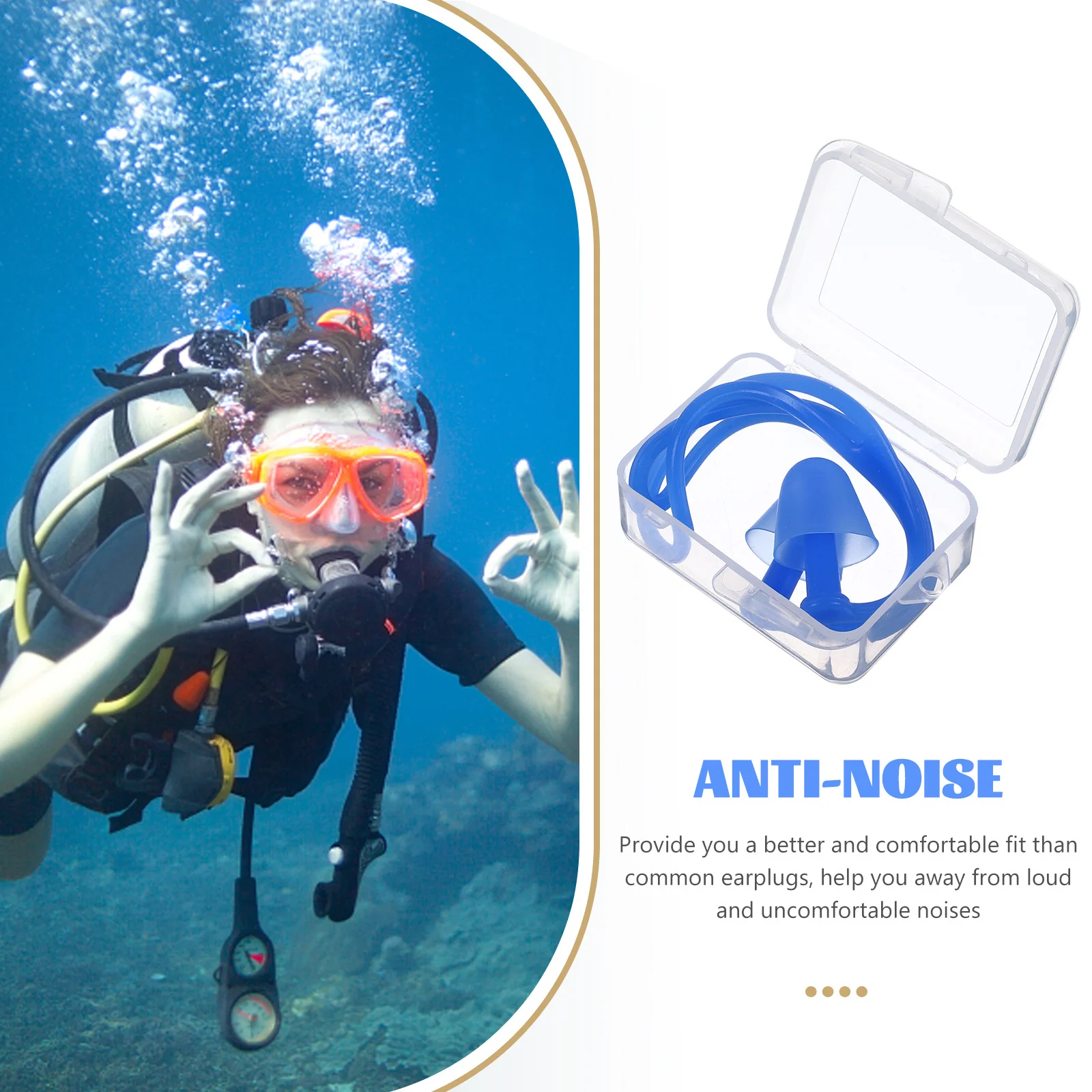 

2pcs Waterproof Silicone Mushroom Shape Design For Swimming Underwater Diving Hanging Rope Comfortable Fit Cord