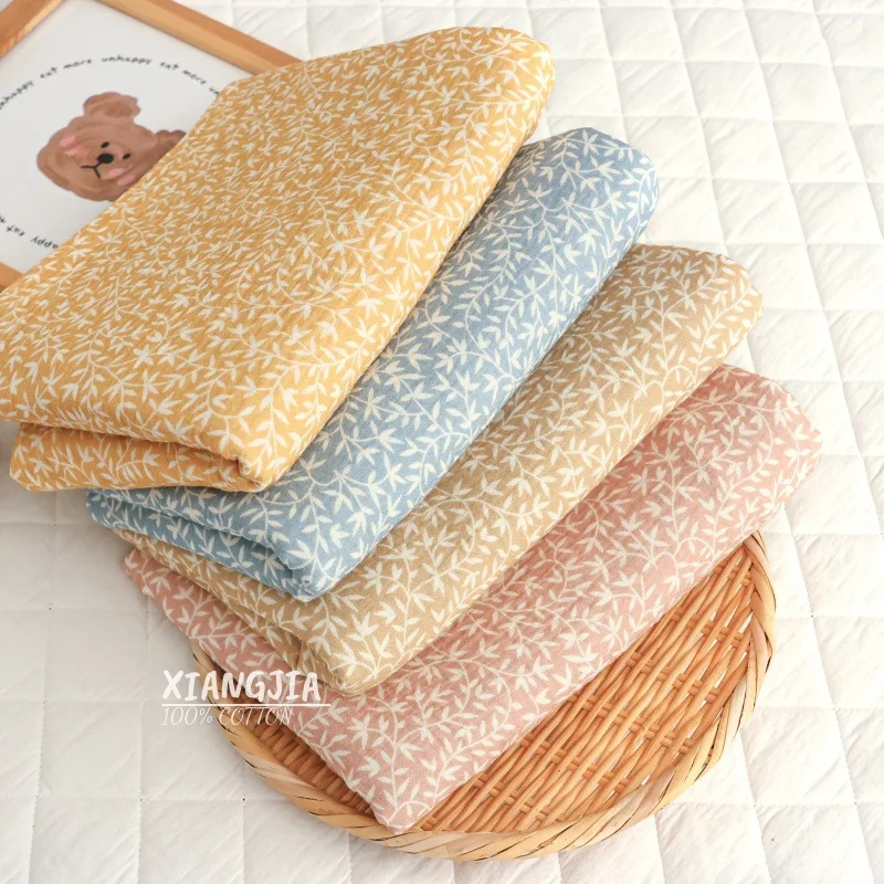135x50cm Soft Willow Leaf White Shadow Baby Cotton Double Layer Gauze Warm Crepe Fabric Children's Pajamas Sewing Cloth view 2