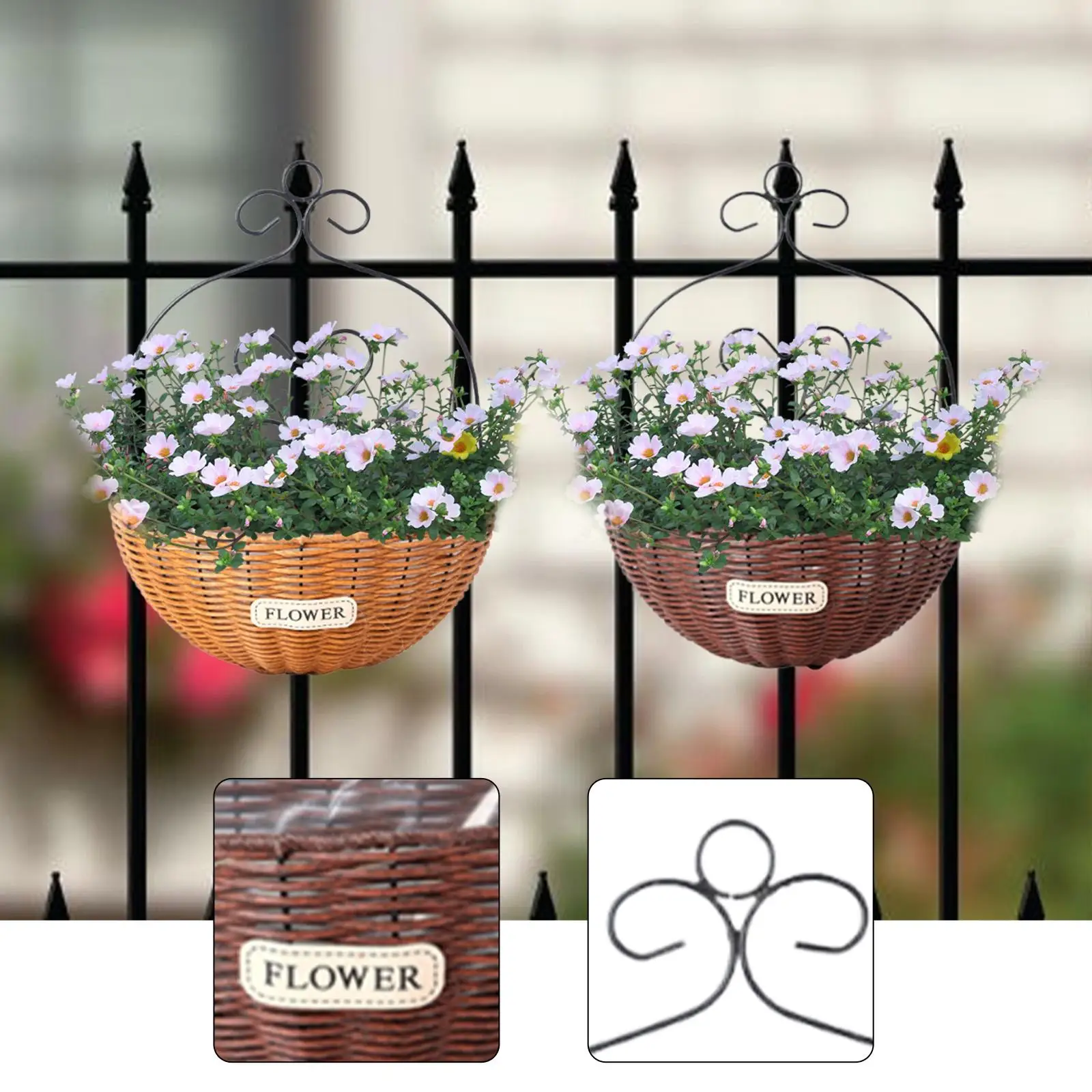 Creative Wicker Basket Hanging Planter Wall Mounted Flowerpot for Entryway Bedroom Balcony Home Decorative Storage