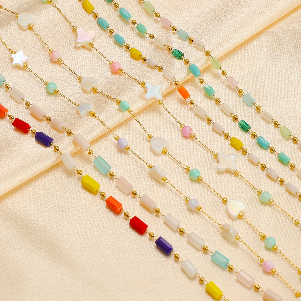 1 Meter Acryl-Quaderkette mit Edelstahl-Herzanhängern für DIY-Schmuckherstellung, Halsketten, Armbänder, Zubehör, Ohrringe – Detail 3