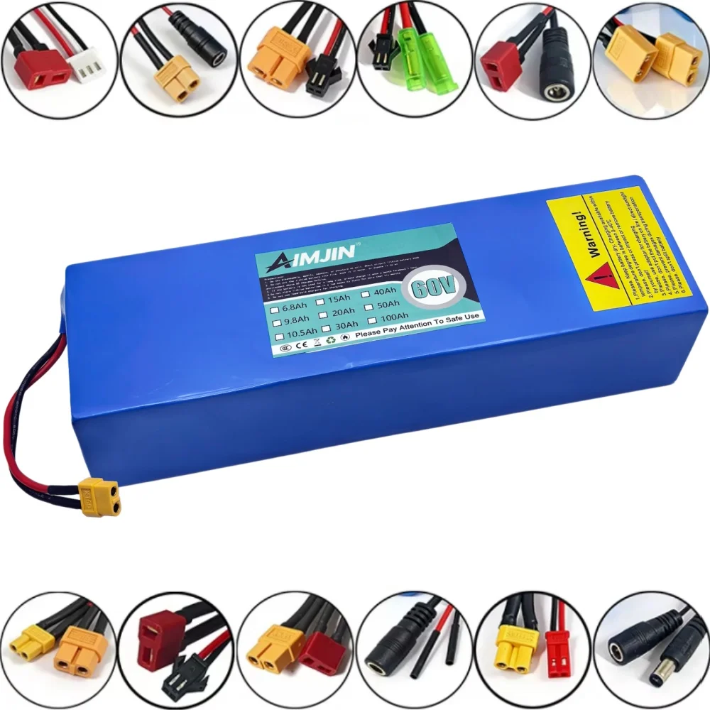 16S4P 60V 20Ah 18650 Battery Pack 20000mAh High-Power Lithium Battery with Built-In 50A BMS for Electric Scooters 2000W