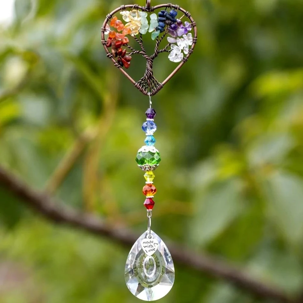 1Pcs Crystal Tree Prisms Glass Pendant Wind Chimes Rainbow Maker Drop Suncatcher Indoor Window Car Hanging Garden Decor Gift DIY