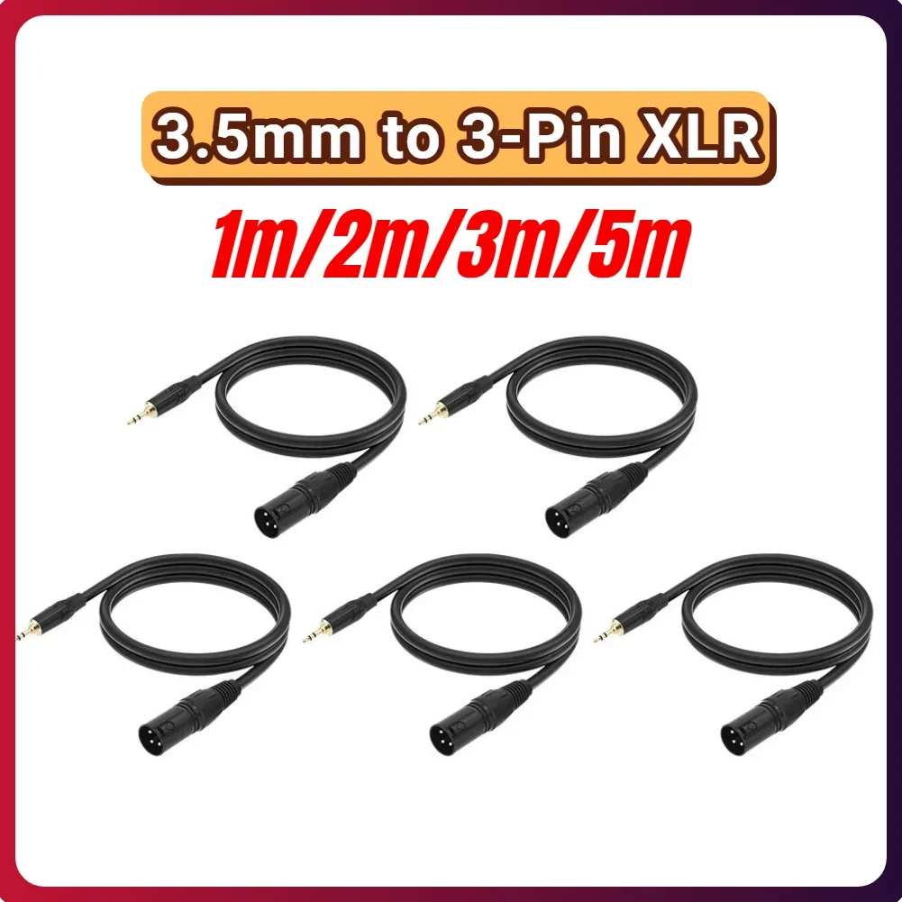 3.5mm To 3-Pin XLR Cable Male To Male XLR To 3.5mm Cable 1/8inch To XLR Microphone Cable for Microphone Mixer