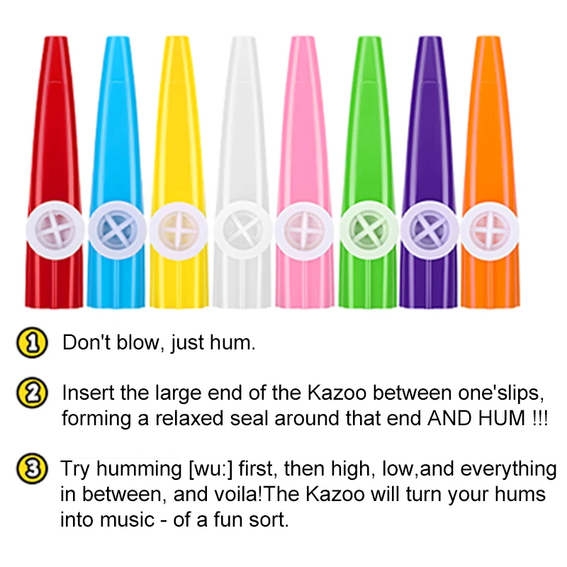 2 ~ 20 Stück tragbares Kazoo-Musikinstrument aus Kunststoff, geeignet für Anfänger, Festival, Sammeln, Leistung, Unterhaltung, Requisiten, TMZ – Detail 7