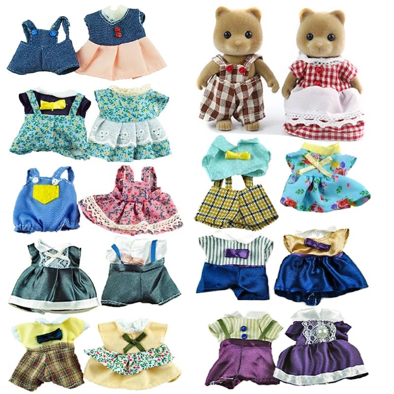 New Children Toys 1:12 Dollhouse Dolls Clothes 23 Styles Dress Skirt Forest Family Action Pretend Play Accessories For Girl Gift