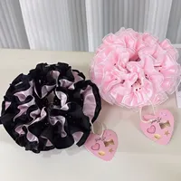 Blackberry Pink Polka Dot Ruffle Hair Ties Travel Princess Bun Elastic Hair Bands Children's Hair Accessories Korean Style