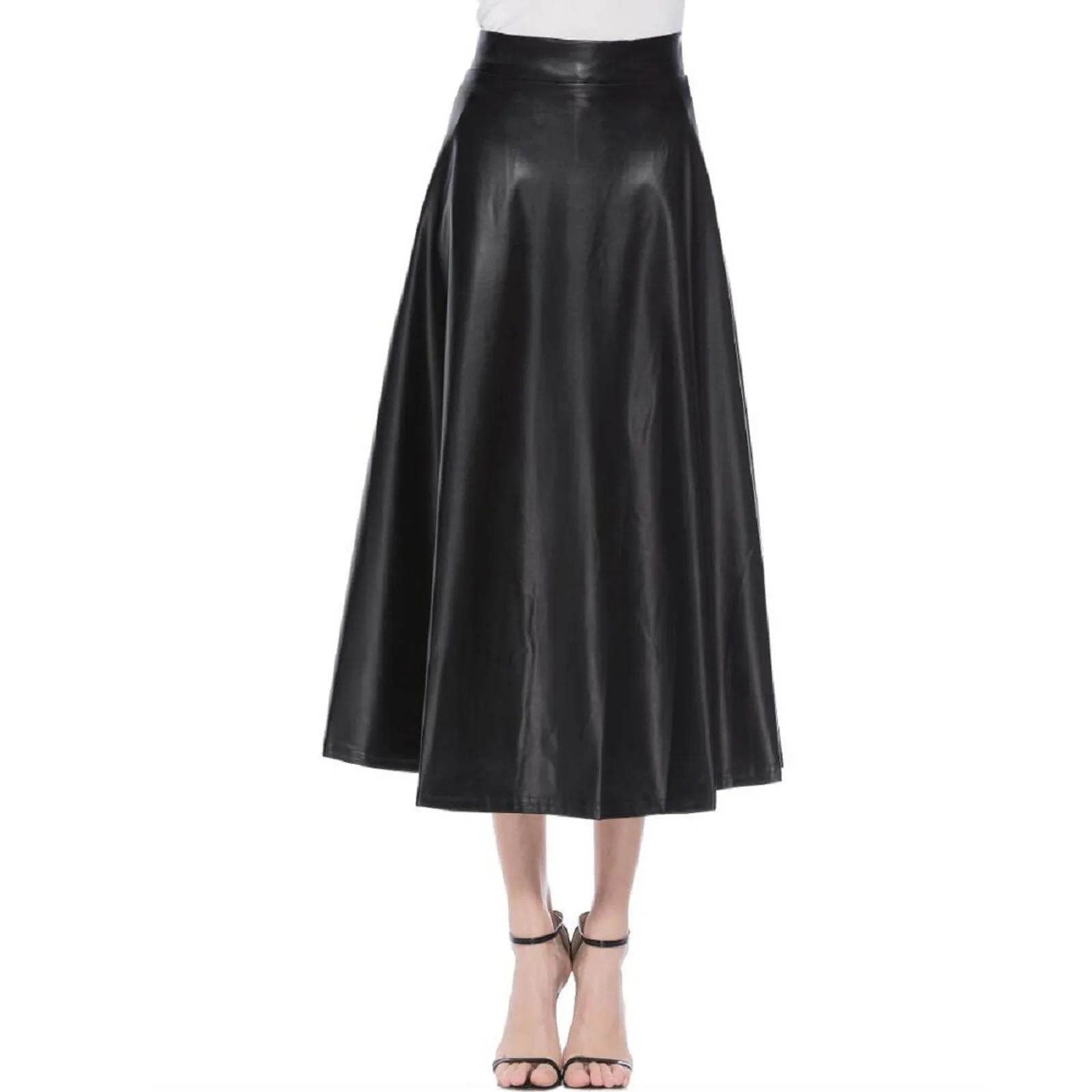 Women Skirt Faux Line Waist Skirts Skirt Long Leather Solid High Color A Skirt Japanese Vintage Elegant Tutu Skirt Skirts