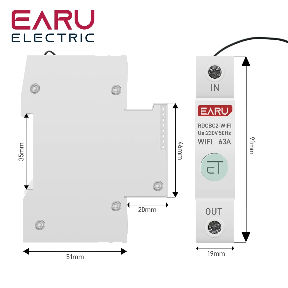 1P + N Din Rail WIFI Smart Energy Meter consumo energetico kWh Circuit Breaker Time Timer Switch relè voltmetro per Smart Home