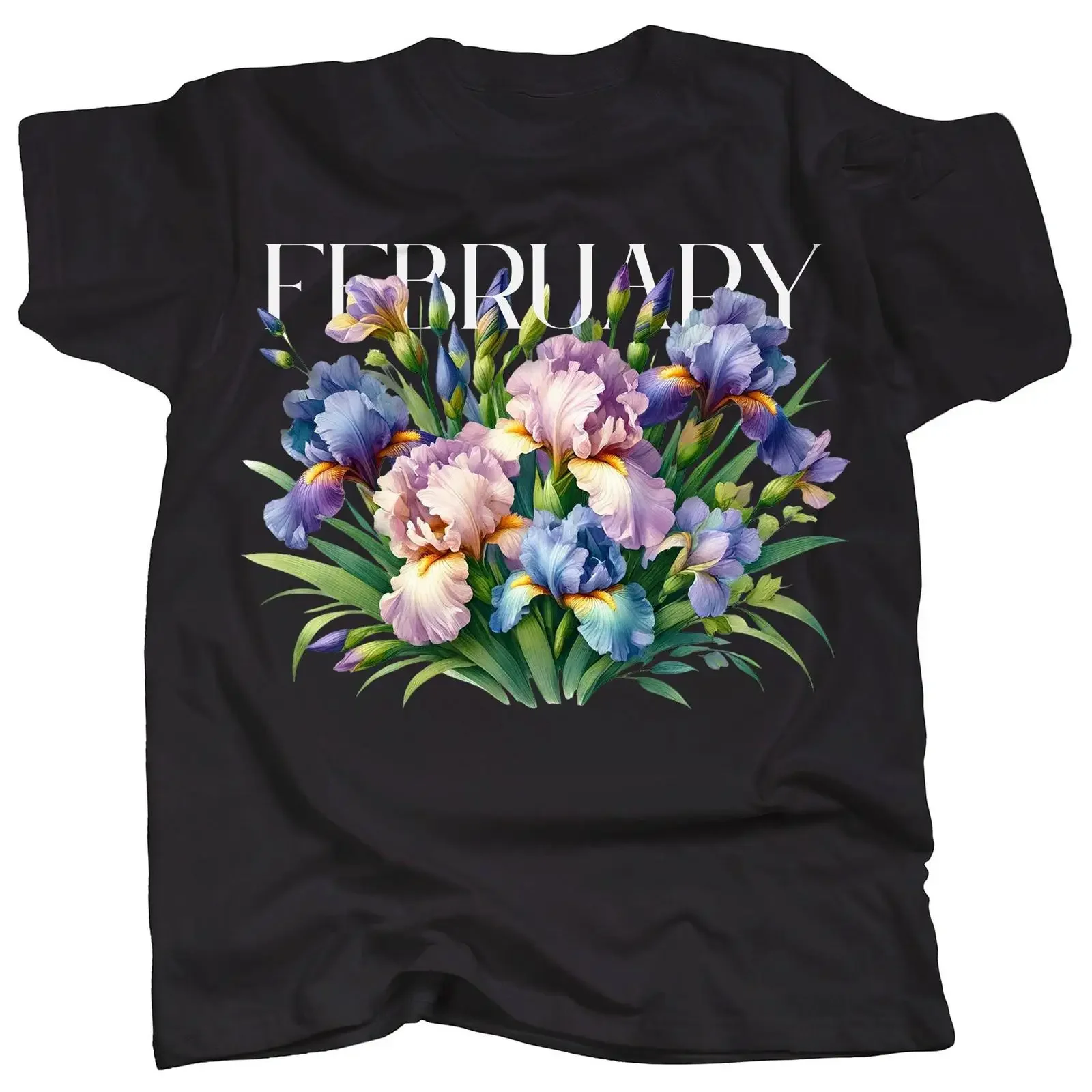 Birth Flower February Iris Single T Shirt vintage Washed designer clothes Slightly Stretched Comfortable graphic Casual
