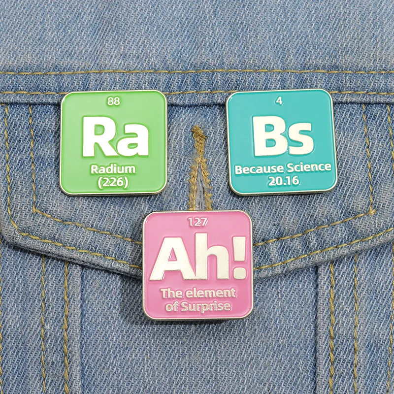 Chemical Element Brooch Cartoon cute Alphabet Metal Badge Accessory Pin wholesale Gift to friends