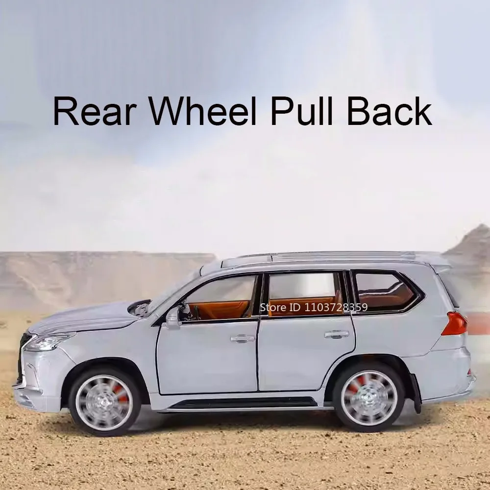 1:32 LX570 LM300H Miniature Model Toy Cars Alloy Diecast Sound Light Doors Opened Pull Back Vehicle Models for Children Gifts