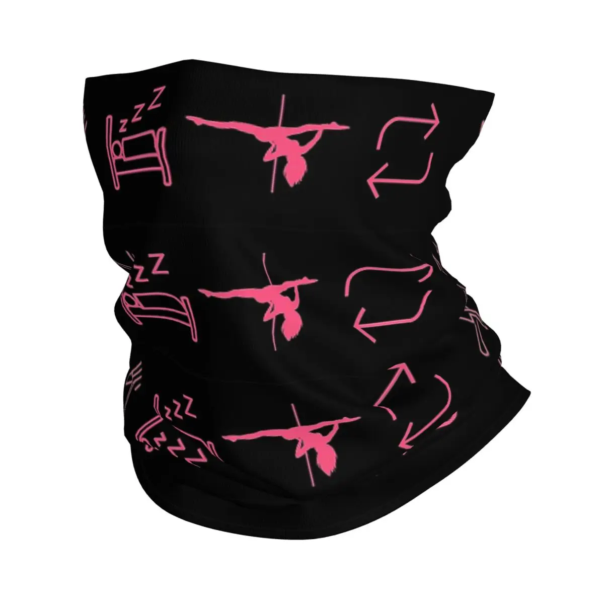 Eat, Sleep, Pole Dance, Repeat - Black Icons Bandana Neck Gaiter Printed Wrap Scarf Cycling Scarf Riding Unisex Adult Breathable