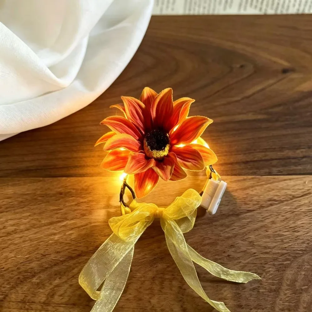 

2pcs Bright Sunflower Styled Glowing Sunflower Wristband Soft Glowing Light Comfortable Wear Stage Performance Wristband