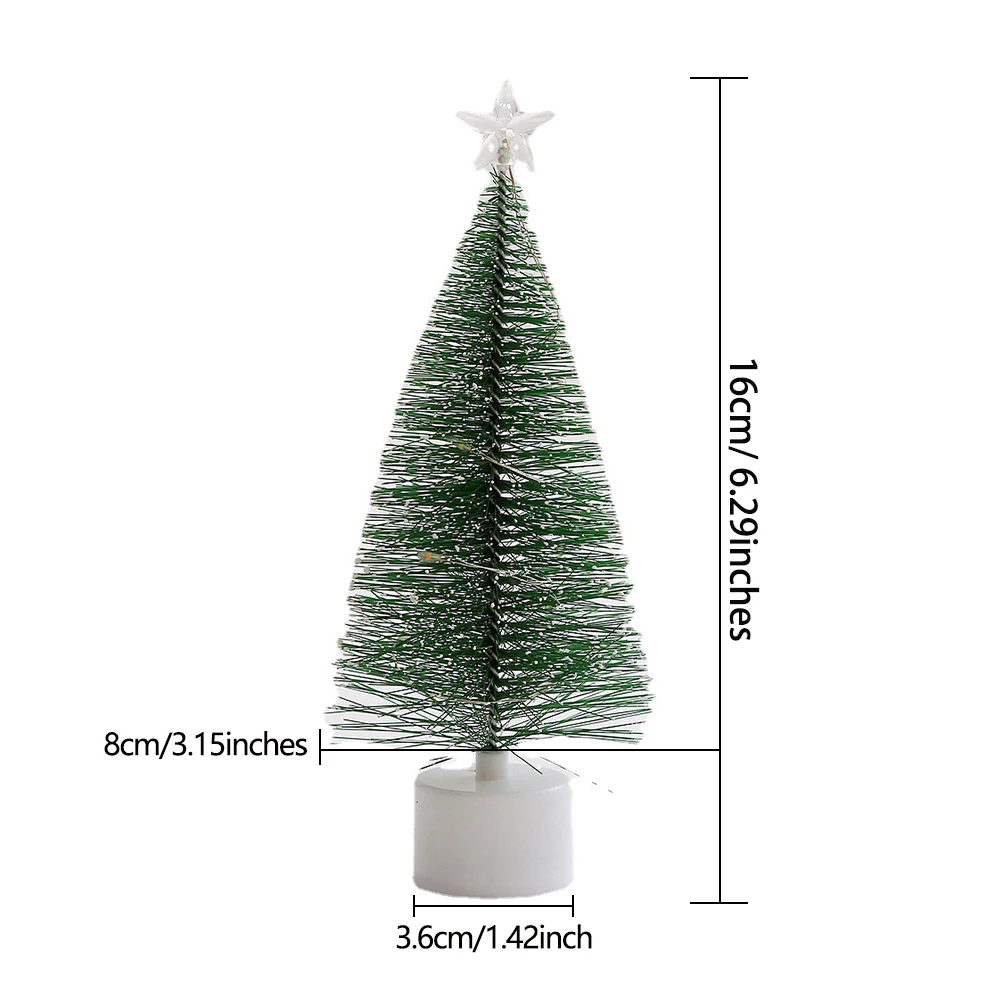 3pc Mini Artificial Christmas Tree with Colorful LED String Lights, Mini with Bases Pine Xmas Tree DIY Christmas Home Decor