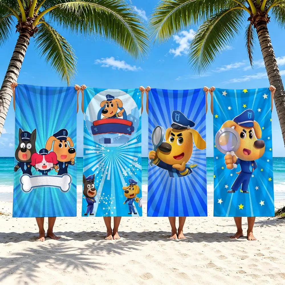 Cartoon Safety Sheriff Labrador Towel Towel Beach Towel Oversized Quick Dry Towel Absorbent Soft Swim BeachTowels for Men Women