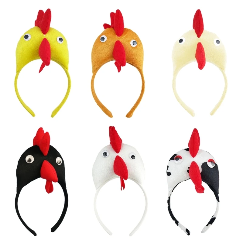 

Girl Rooster Headbands Funny Chicken Headwear Wide Hairband Wear Cartoon Hairband Birthday Party F3MD