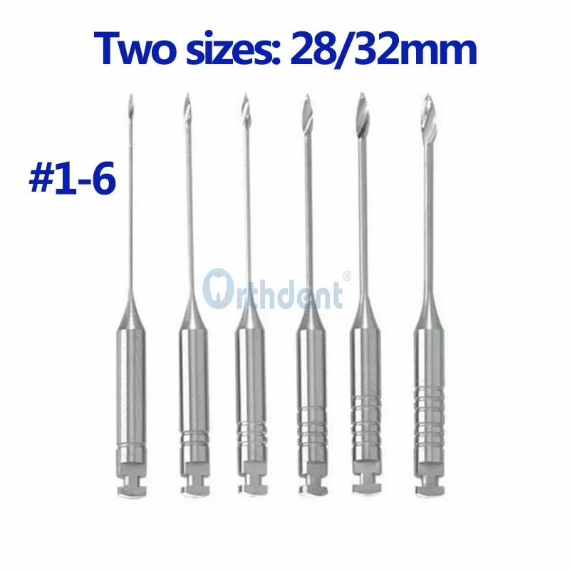 Orthdent 6 Pcs/Box Dental Gates Drills / Endodontic Pesso Reamers 28/32 Mm Assorted Size #1-6 For Endodontic Root Canal