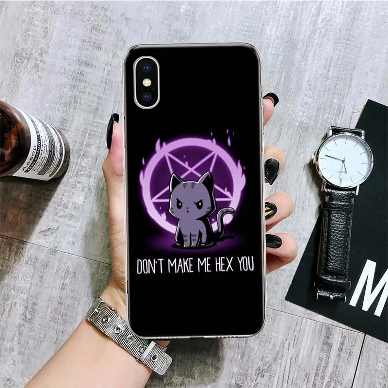 Cute Hell Hail Satan Evil Cat Phone Case For iPhone 16 15 Plus 11 14 Pro Max 13 12 Mini XS X 7 8 + SE Pattern Customized Couqe C