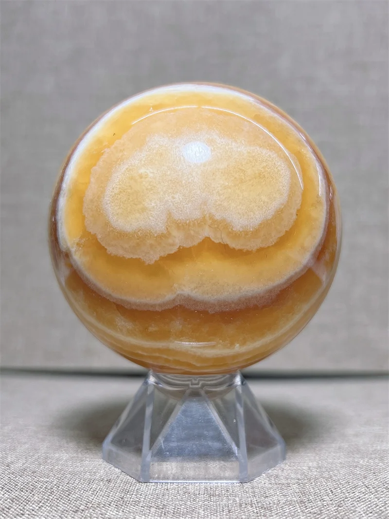 

Natural Orange Calcite Sphere With Rain Bow Reiki Healing Stone Home Decoration Exquisite Gift Souvenir Gift