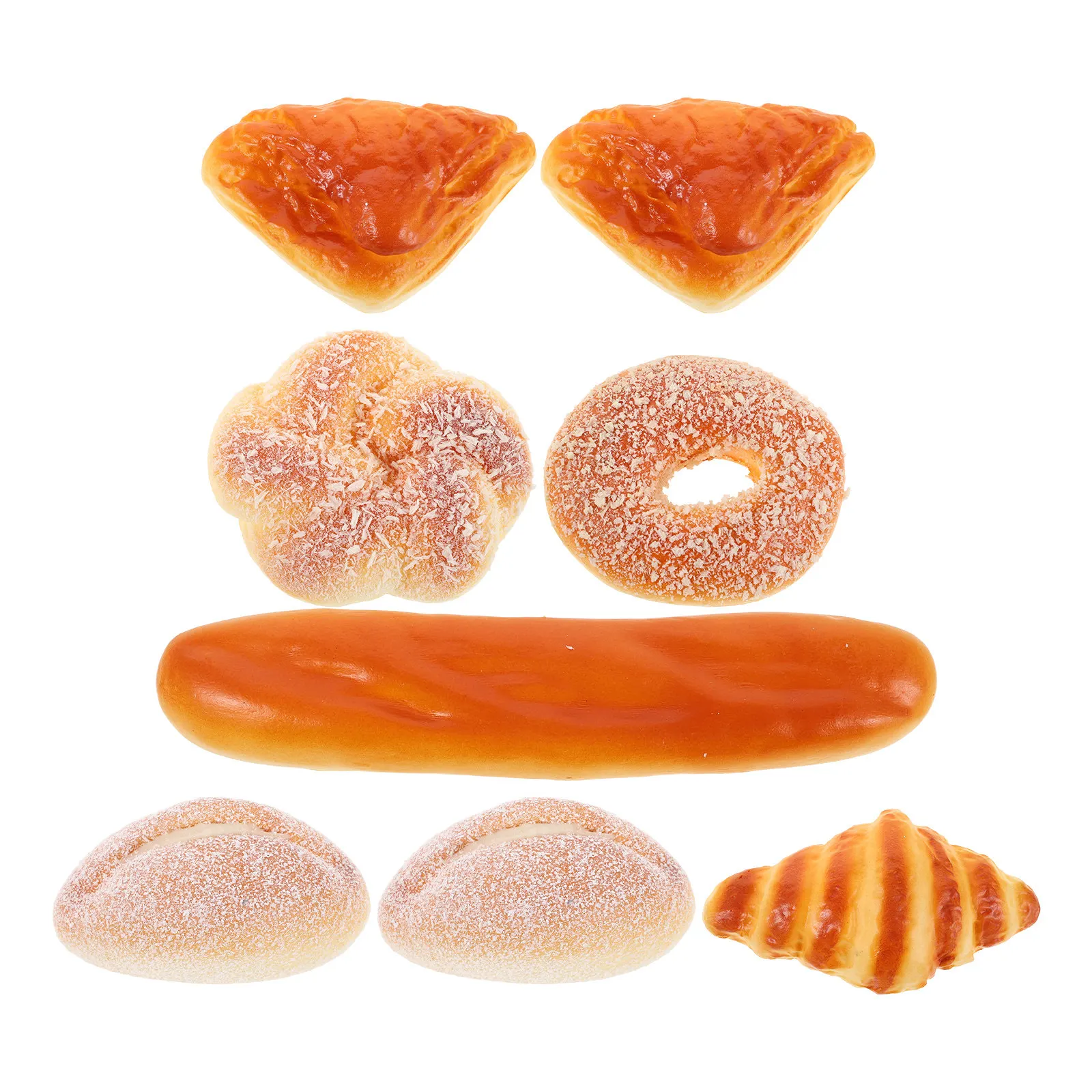 

8Pcs Realistic PU Artificial Bread Set Lifelike Faux Loaf Display for Photography Kitchen Bakery Cafe Home Decor Educational