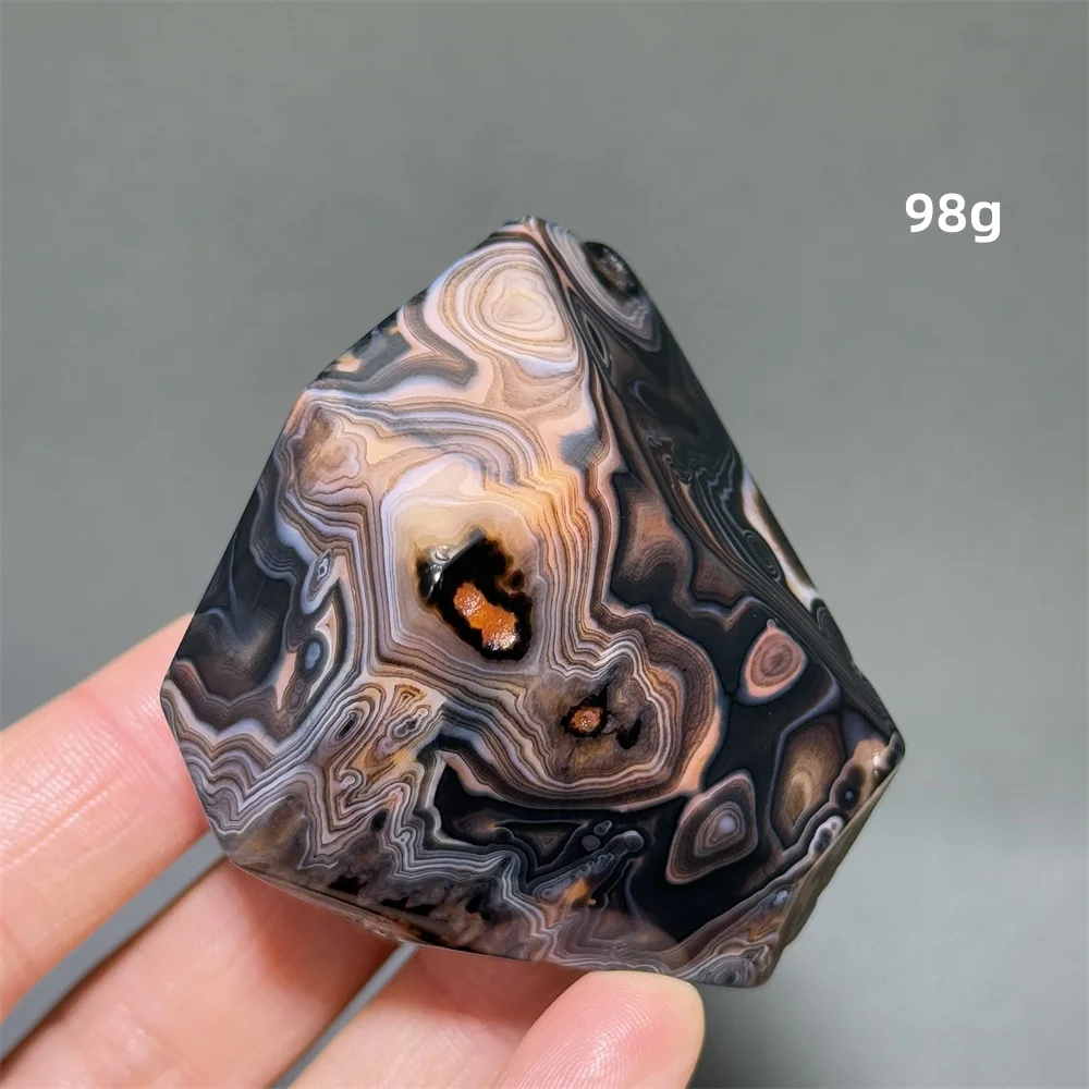 عينة معدنية طبيعية من العقيق الأسود المخطط غير منتظمة متعددة السطوح للتأمل والسحر مجموعة الطاقة هدية تزيين المنزل #2