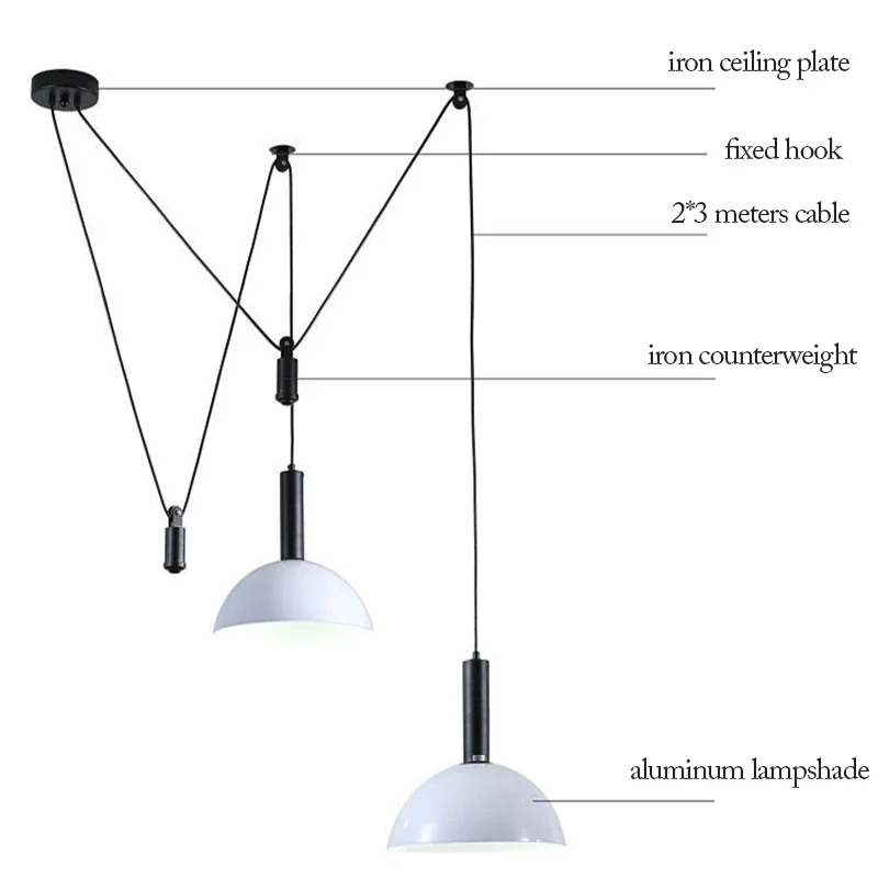 Lampade a sospensione a LED sollevabili nordici sala da pranzo regolabile in altezza cucina isola Loft lampade a sospensione decorazioni per interni