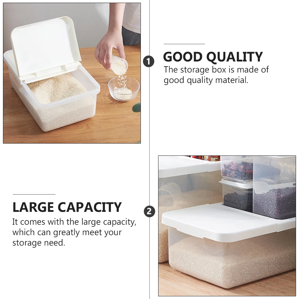 

1pc Clamshell Rice Storage Box Heavy Duty Kitchen Container Large Capacity Grain Flour Storage Case Sealing Box For Home Use