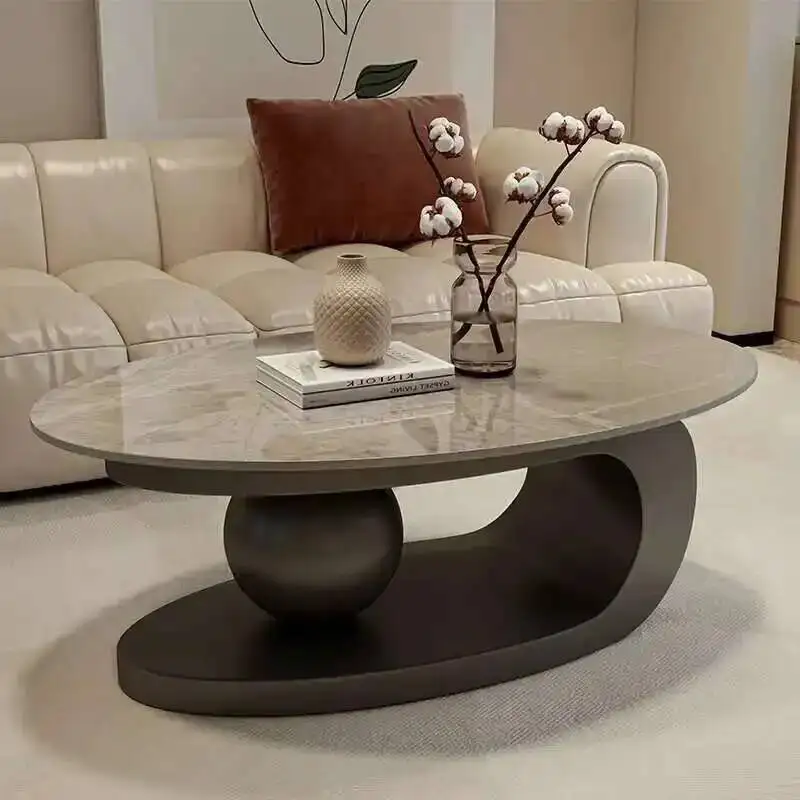 

Black Table Corner Luxury Modern Minimalist Coffee Slate Oval Living Room Center Table Shaped Stolik Kawowy Furniture Home