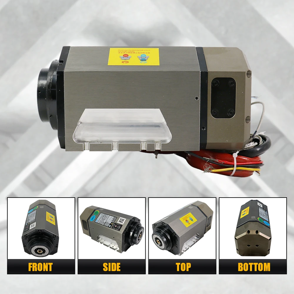 12kw ATC Spindle Motor HSK63F Hydrocooling 8.5Nm 450-800hz 13500-24000rpm Five axis water-cooled spindle AC200-240V 380-440V