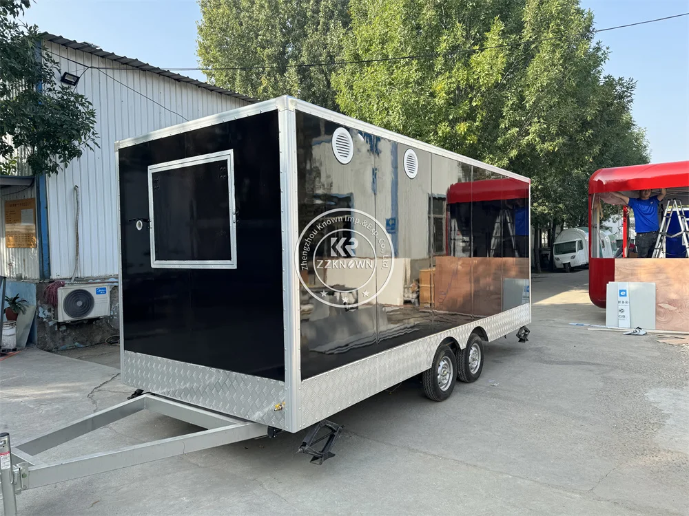 Reboque de fast food totalmente equipado, quiosque de café móvel, carrinhos de rua, cozinha totalmente, caminhão de comida comercial