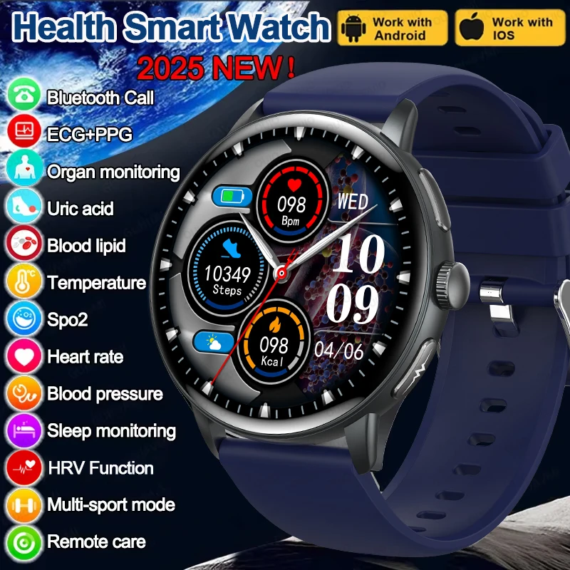 

New Heart Health Analysis Smartwatch ECG+PPG+HRV Remote Care Micro Physical Examination Women's Health Bluetooth call Smartwatch