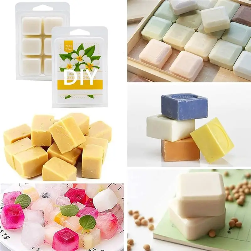 HRBAJ-Clear Containers Plastic Wax Melt Clamshell Mold 120 Pack 6 Cavity Square Empty Molds