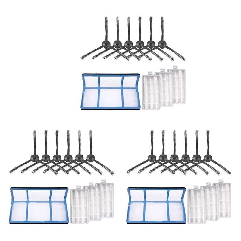 A97G Replacement For ILIFE V3 V3S V5 V5S V5S Pro Robot Vacuum Cleaner,3X Primary Filter+9X Filters+18X Side Brushes