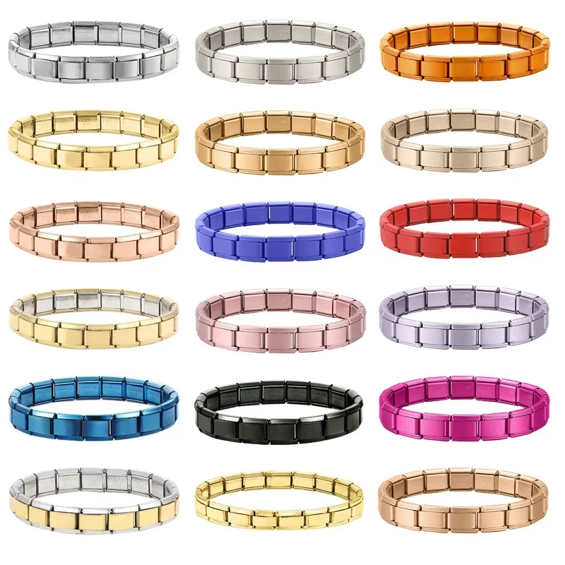 DAVINI 1pc Stainless Steel Italian Charm Bracelet Starter Link 9mm Modular Links Modular Bracelet Bracelet Jewelry For Women Men