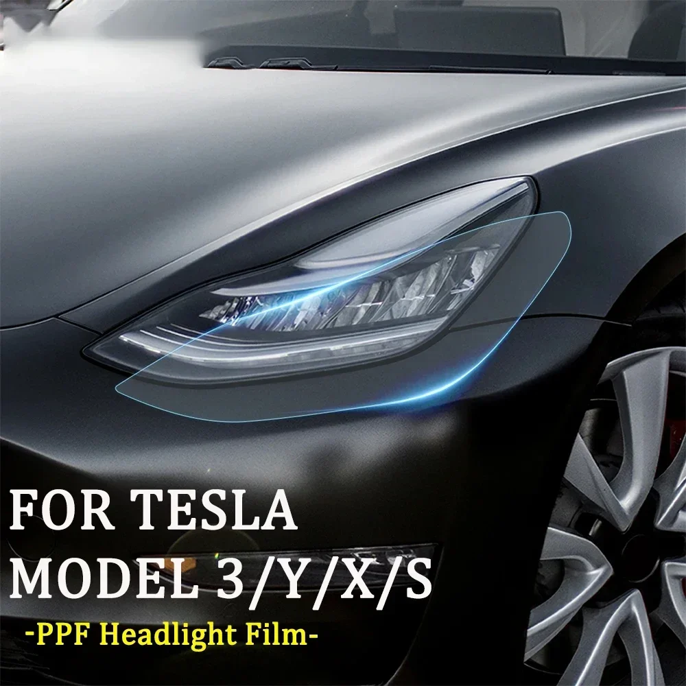 Car Headlight Protective Film TPU For Tesla Model 3 Y 2017-2023 Rearview Mirror Transparent Scratch Resistant Color Changing