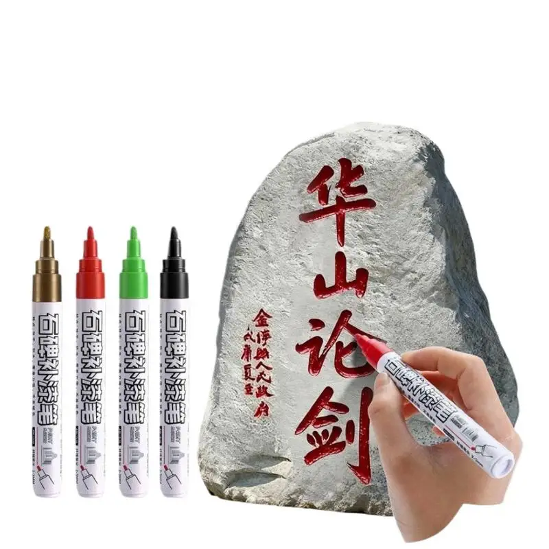 3Pcs Quick-Drying Oil-Based Fine Tip Pens Golden Tombstone Marker Pen For Cemetery Maintenance And Marble Tile Color Restoration