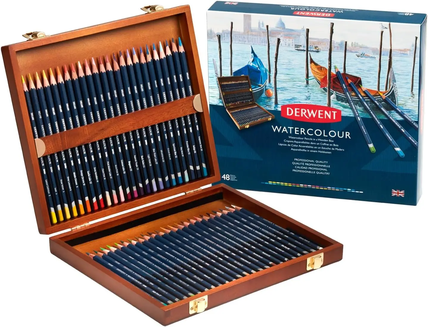 Watercolor Pencils Set, 48 Colors, Water Soluble, Layering, 