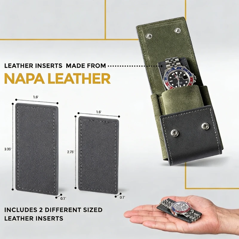 Leather Watch Box Travel Portable Luxury Display Watches Pouch Boxes Small Wrist Watch Storage Box Men's Watches Organizers Gift