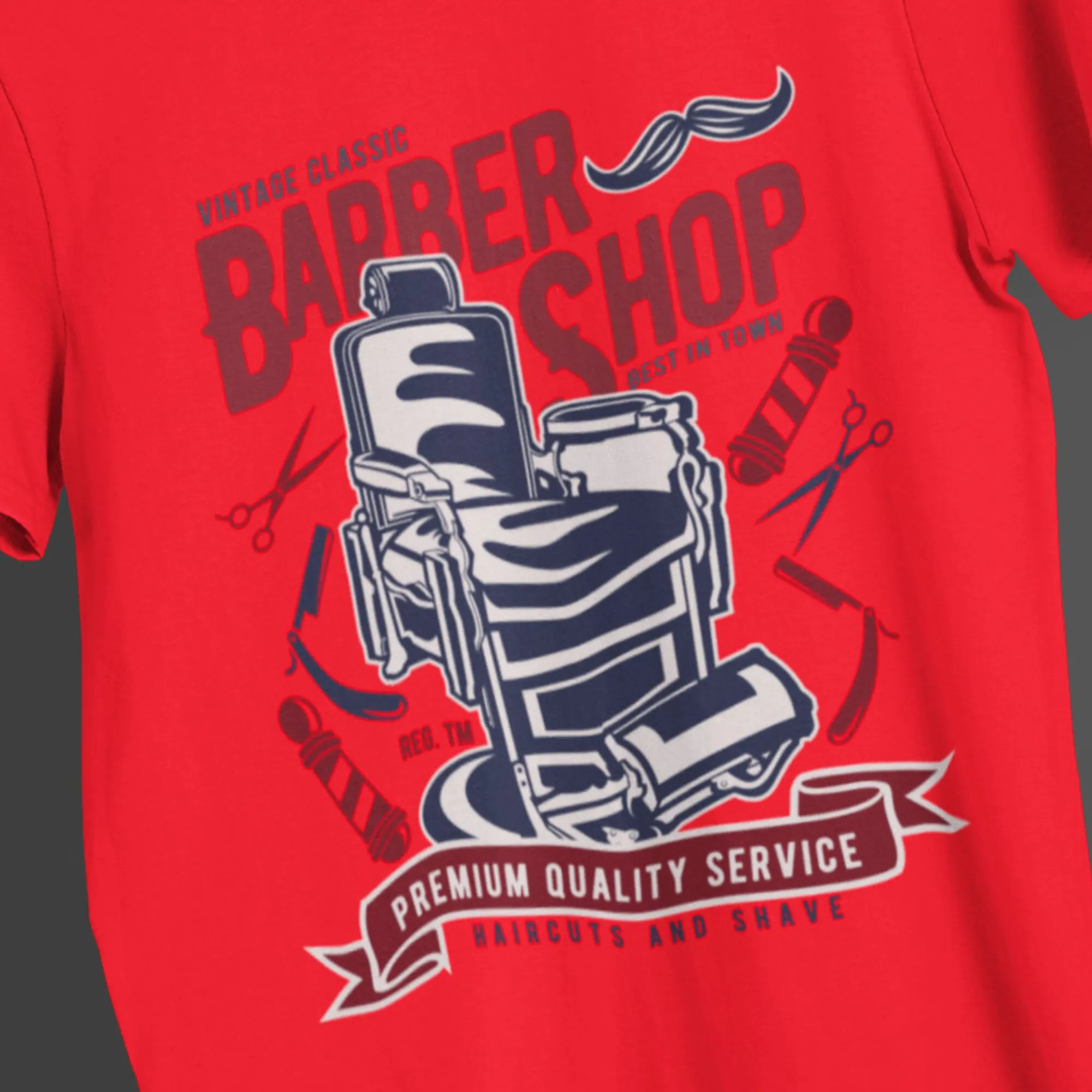 Vintage Barber Shop T Shirt Professional Hair Stylist Tools And Chair Stylish Cut Beard Styling Cutting