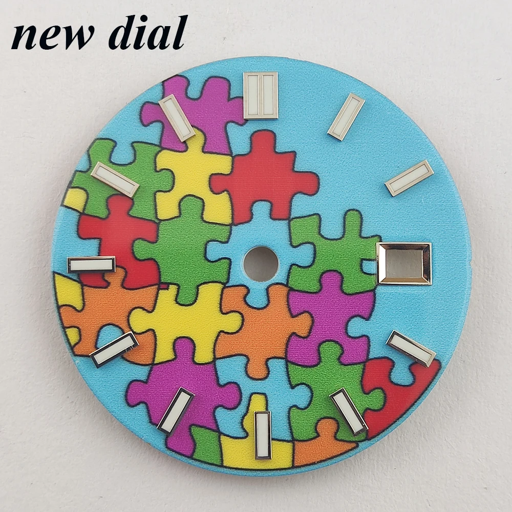 

watch dial 28.5mm dial and 31mm dial Blue Luminous nh35 dial watch parts For NH35/36 movement watch face watch accessories